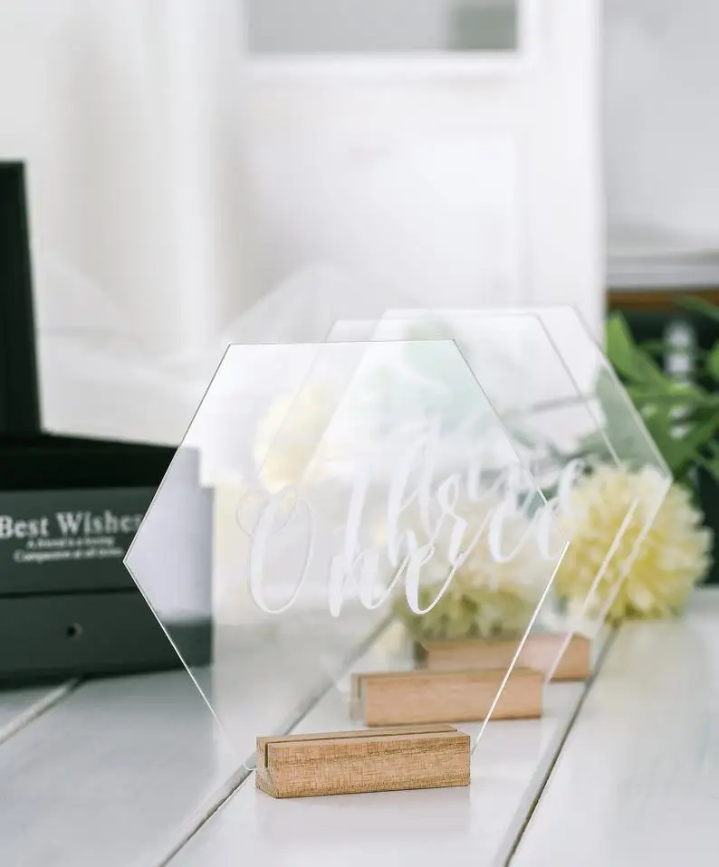 

Прозрачная акриловая искусственная кожа с деревянным держателем, набор персонализированных табличных знаков с номером для большого декор...