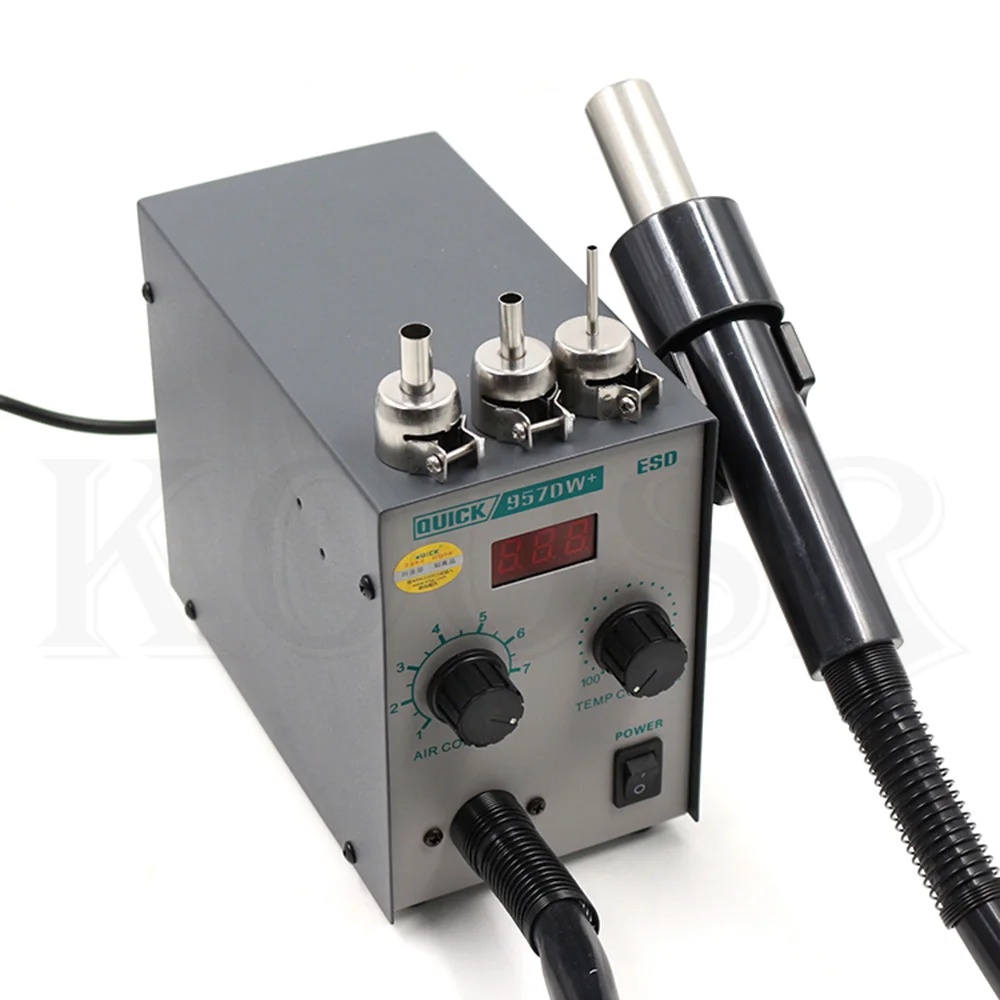 220V обновления быстрая 957DW+ светодиодный Дисплей Регулируемая горячий воздух Тепловая пушка с винтовой Ветер 400 Вт SMD паяльная станция с 3 воздушные сопла
