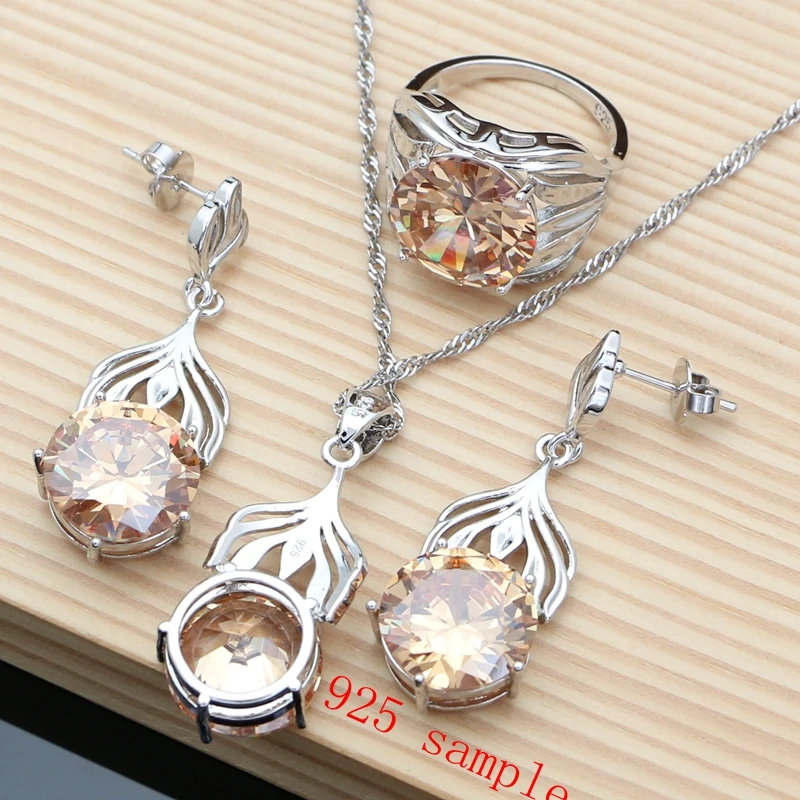 Комплект из колье и серёг серебра 925 пробы с топазом