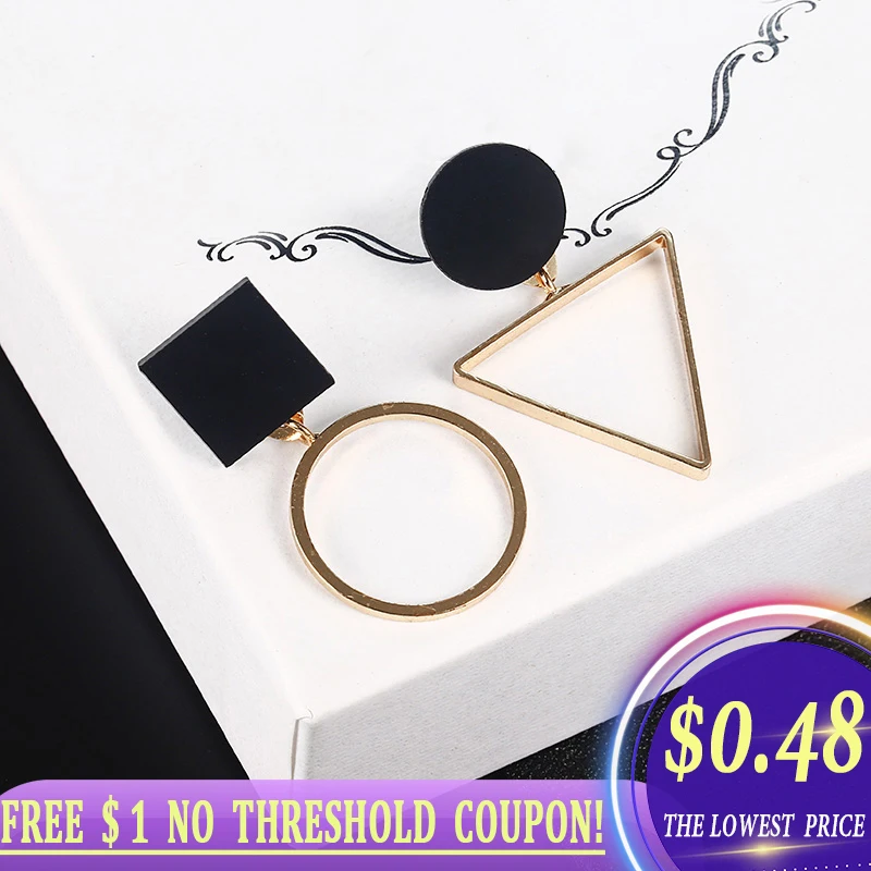 Геометрические корейские серьги для женщин аксессуары круглые Винтажные с
