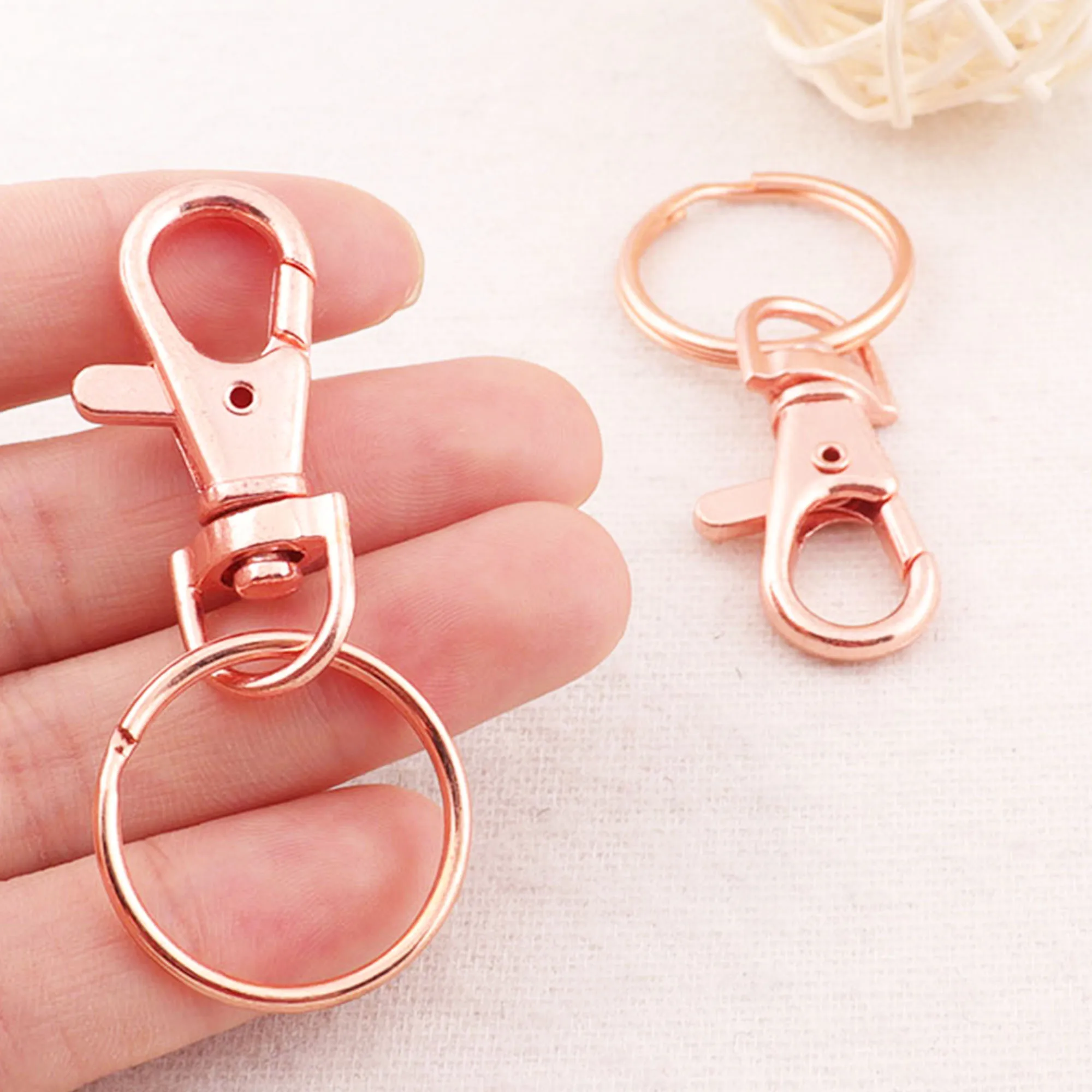 10 шт. розовое золото поворотный замок карабин застежки с кольцом для ключей 60 мм