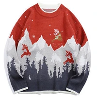 men oversized sweater christmas style vintage retro round neck hip hop high street loose unisex pullover casual sweaters tops