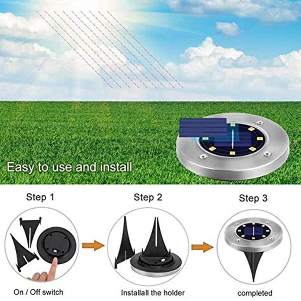 Водонепроницаемый Напольный СВЕТОДИОДНЫЙ светильник на солнечной батарее