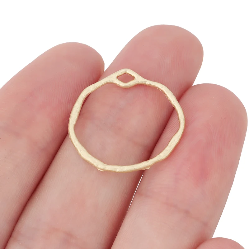

50 x Gold Color Open Geometric Irregular Circle Round Charms Pendants for DIY Earrings Jewelry Making Accessories 21x22mm