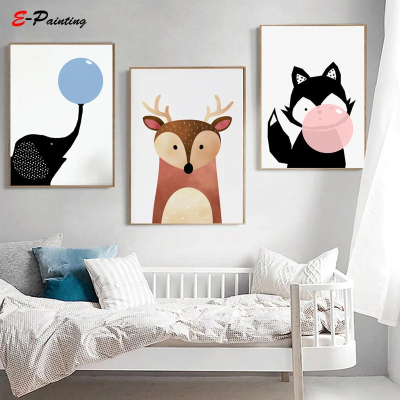 Современный холст искусство лиса с пузырчатым принтом художественное