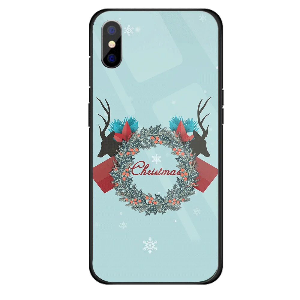 05 Роскошный Рождественский чехол для iPhone X XS XR XSMAX, жесткий стеклянный чехол Чехол для iPhone 5 5S SE 6 6S 7 8, новогодний подарок, Conque - Цвет: 05