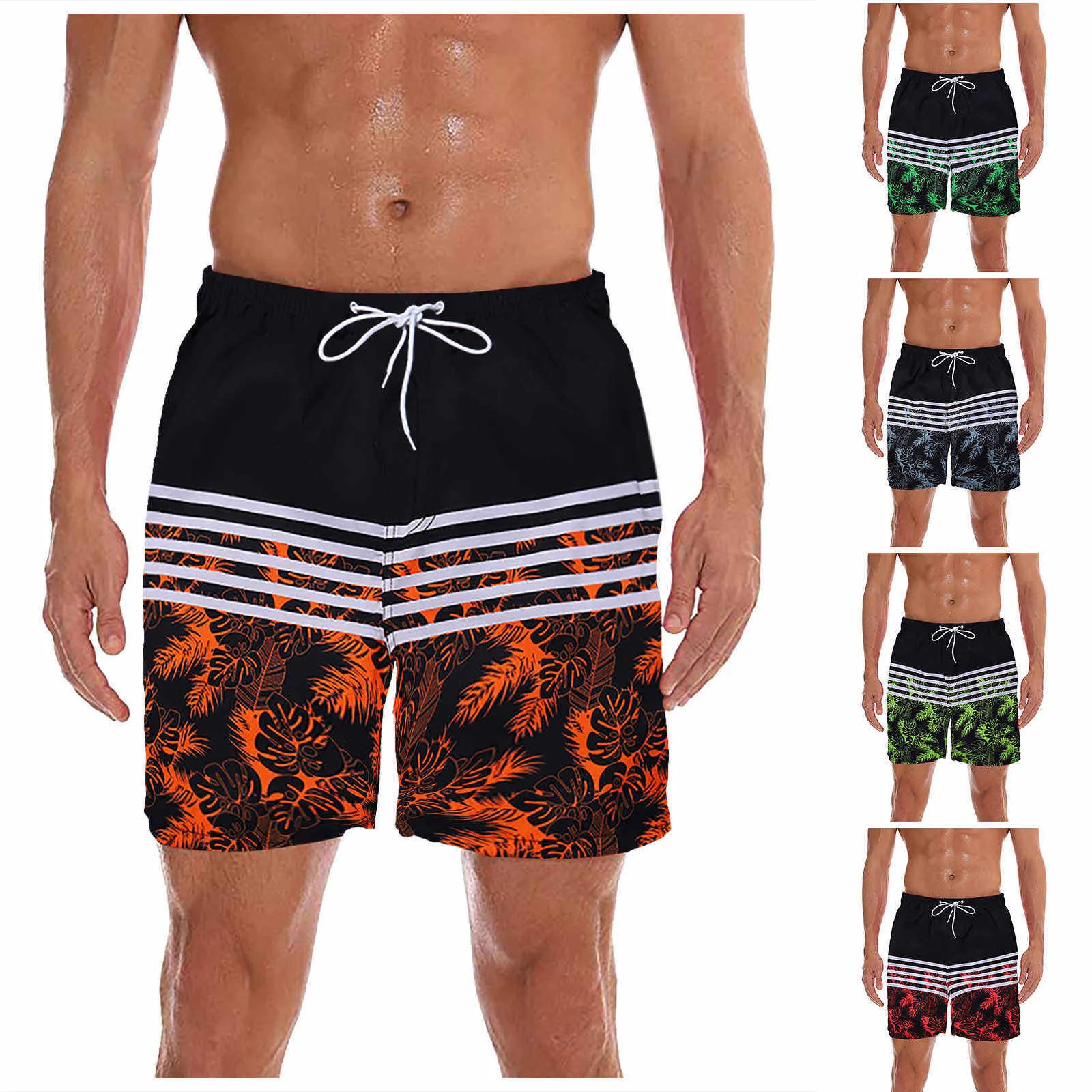 

Outdoor Board Shorts Men's Summer Short With Black Stripes In Printed Camouflage Beach Boardshort Loose Drawstring Casual Shorts