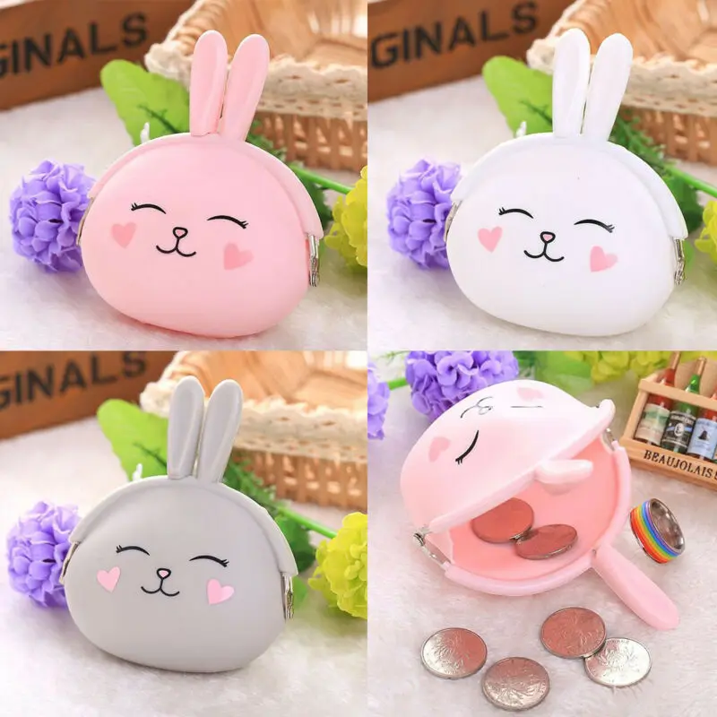 Мини-кошелек силиконовый для девочек маленький бумажник с кроликом мелочи