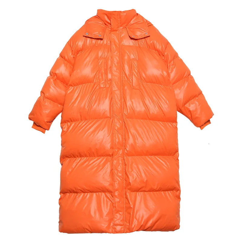 Orange QING MO, черные, зеленые, оранжевые женские парки с капюшоном,, женские зимние толстые теплые парки, женское Полосатое пальто с хлопковой подкладкой, ZQY2427 - Цвет: Orange