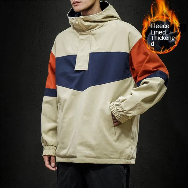 

Streetwear Casual Men Jacket Plus Velvet 2021 Spring Mens Bomber Jacket Coat Hooded Windbreaker Male Outwear