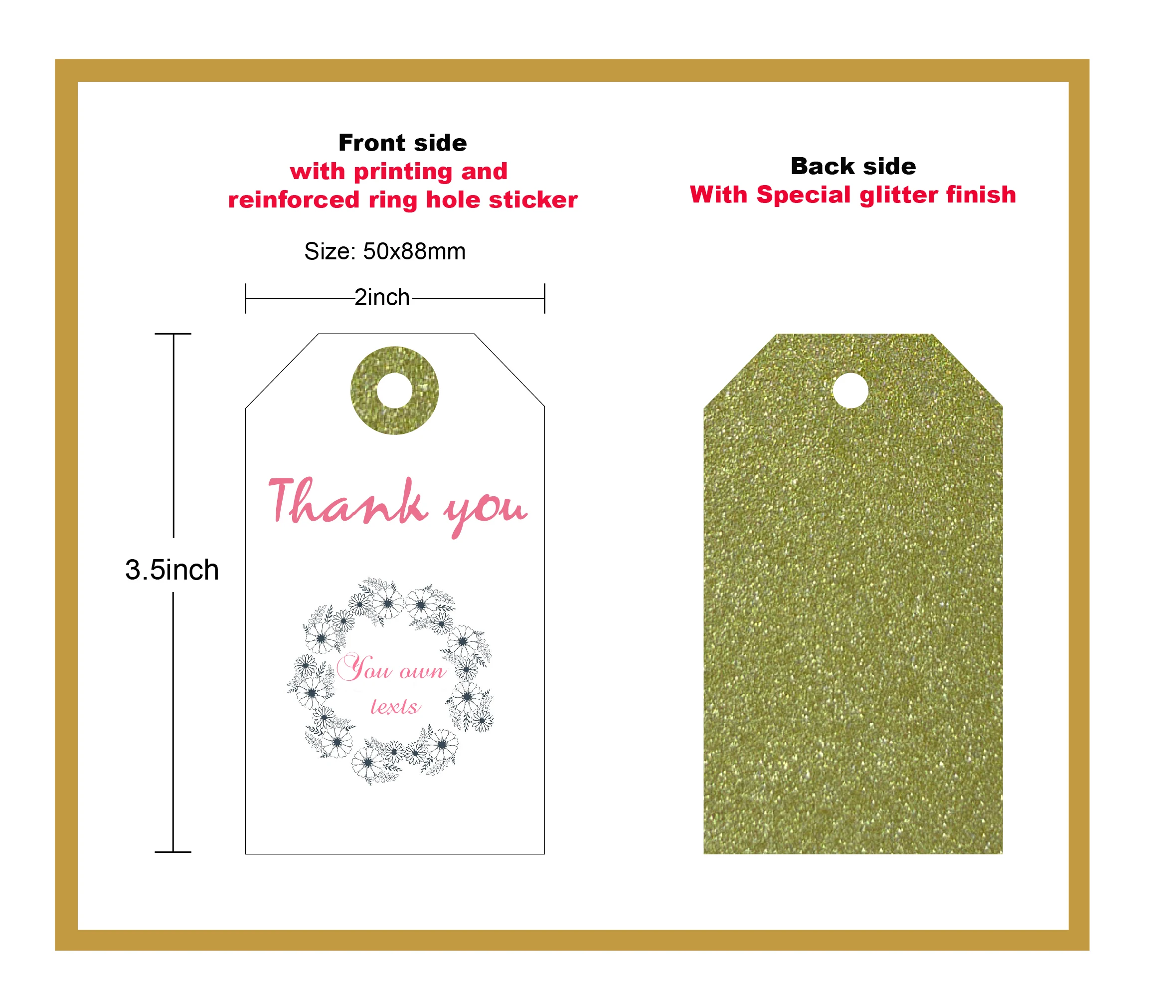 Декоративная рамка с цветочным узором Свадебная Благодарим за подарок бирка