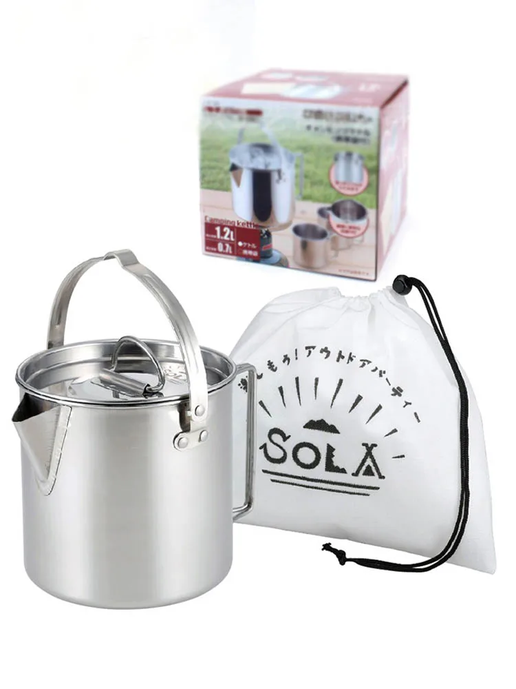 

Уличный портативный складной чайник, чайник из нержавеющей стали для пикника, 1,2 л, чайник для кемпинга, подвесной чайник