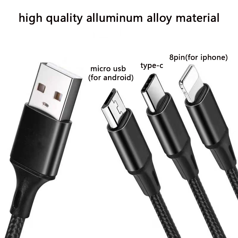 Sanzhiying 3 в 1 нейлоновый Плетеный зарядный кабель для телефона micro usb type c кабель для быстрой зарядки для samsung android зарядное устройство iphone шнур