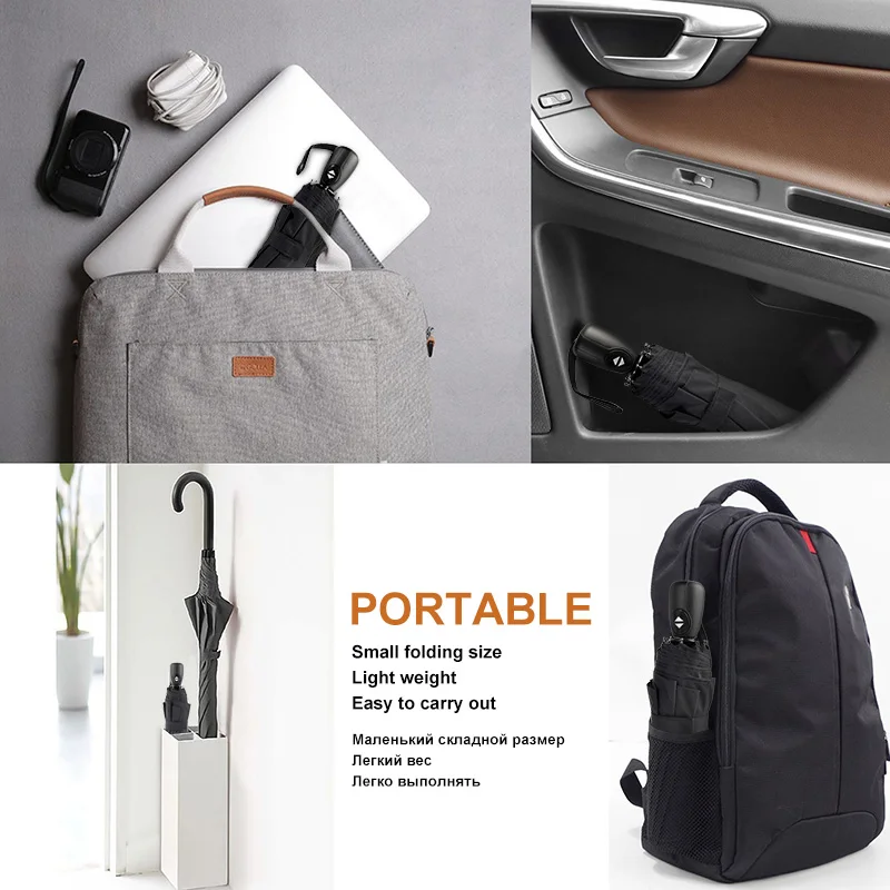 3 складной Портативный ветра зонт от дождя Для женщин мужчин Мощный двойной