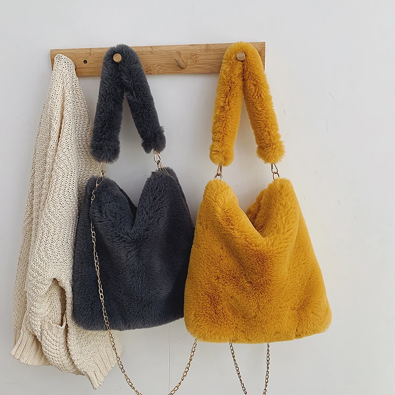Женские сумки через плечо с искусственным мехом зимняя теплая сумка мессенджер
