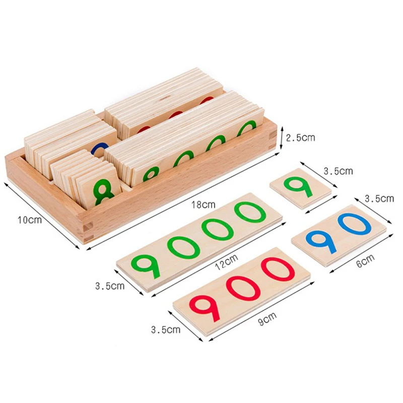 

Children's Wooden Numbers 1-9000 Learning Card Math Teaching Aids Toy