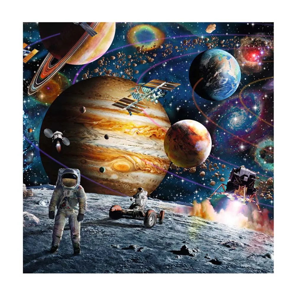 

75x50cm Space Puzzle Jigsaw 1000 Piece DIY Paper Jigsaw Educational Toys for Kids Outer Space Planets and Astronaut Home Decor