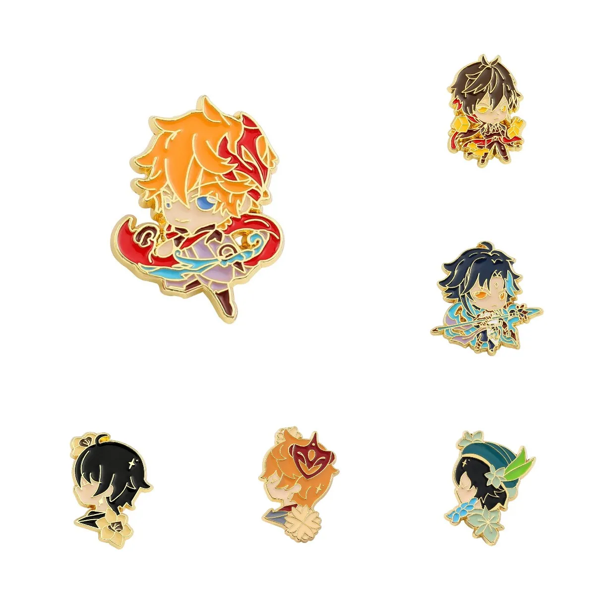 

Game Genshin Impact Venti Keqing Xiao Ganyu Pins Metal Badge Button Brooch Pins Collection Medal Pendant Souvenir Cosplay Gift