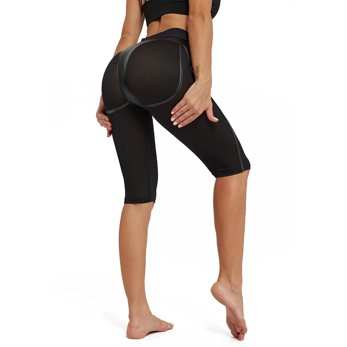 Женские Леггинсы для йоги сексуальные прозрачные сетчатые леггинсы до колена в