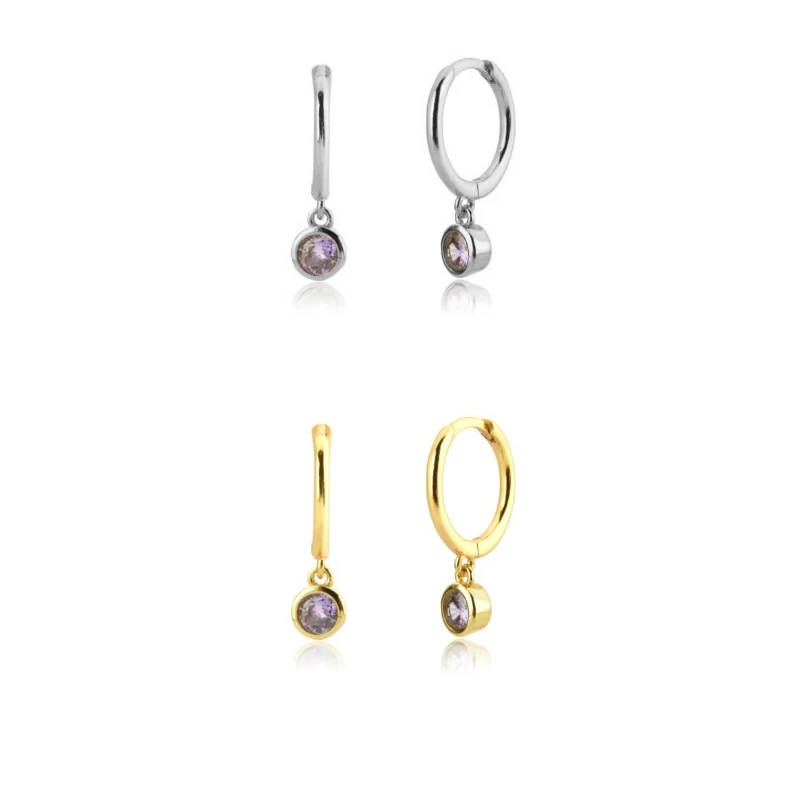 

Милые фиолетовые круглые серьги-кольца для женщин, геометрические круглые серьги, пирсинг, ювелирные изделия, серьги