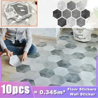 10pcs bathroom floor stickers peel stick self adhesive waterproof non slip hexagonal floor tiles kitchen living room decoration
