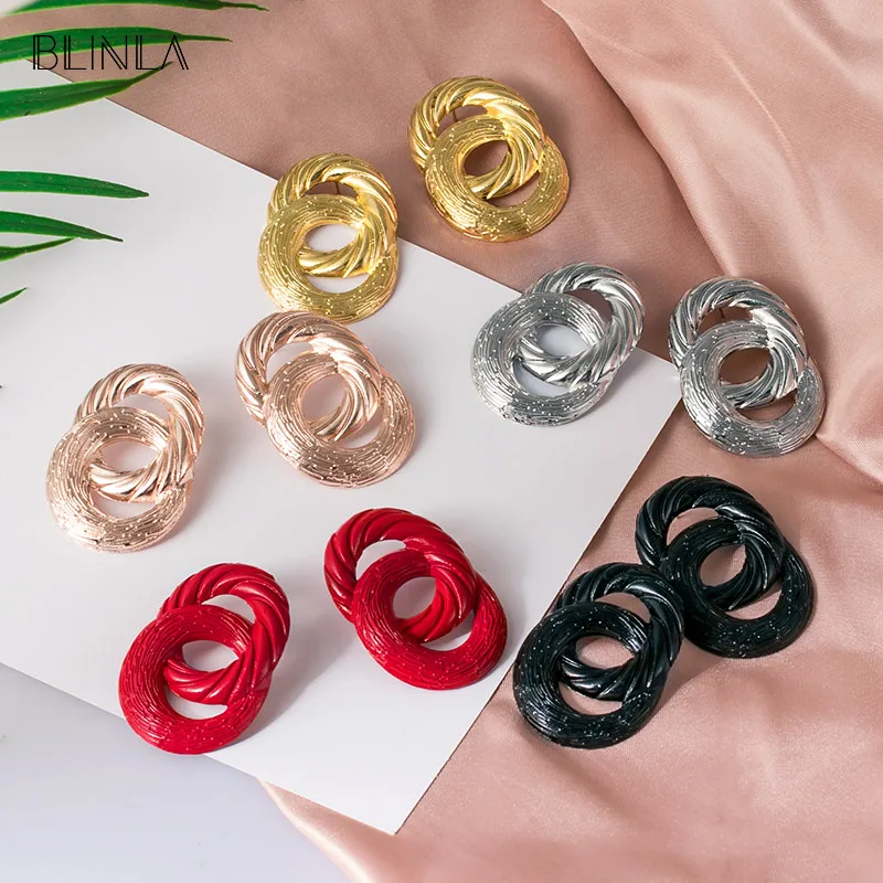 

BLINLA Vintage Geometric Statement Gold Silver Color Big Earrings for Women 2020 Fashion New Metal Jewelry Drop Dangle Earring