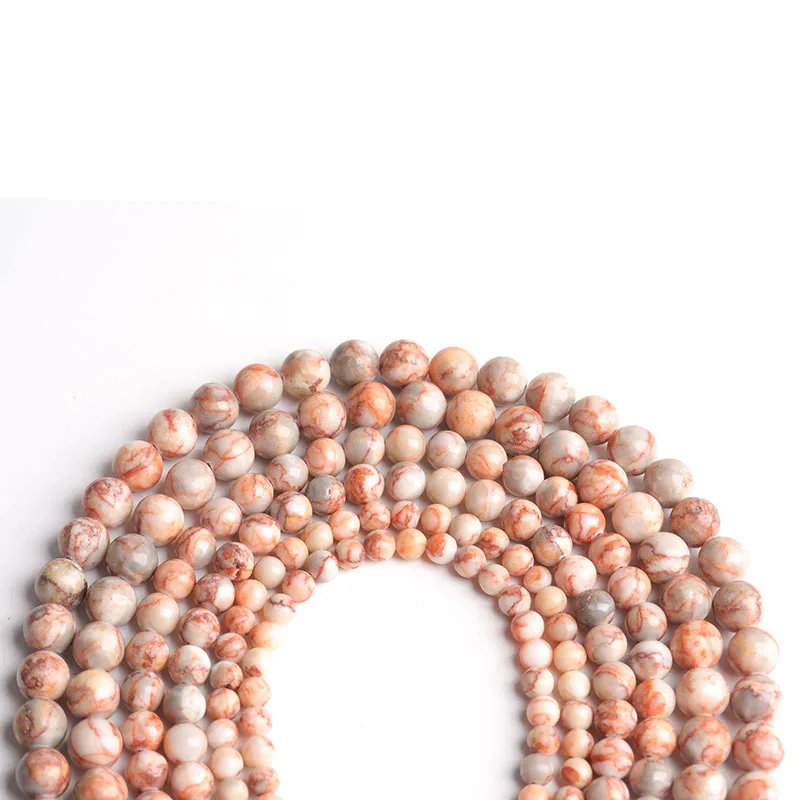 

7A Grade Natural Stone Red Network Stone Round Loose Beads 4mm-12mm for Jewelry Making Wholesale Jewelry Halloween Jewelry