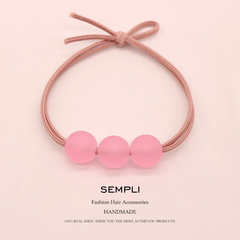 Резинка для волос женская матовая акриловая с бусинами |