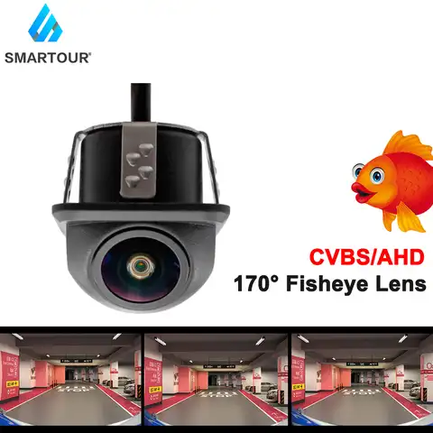 Smartour HD170 градусов ночного видения заднего хода заднего вида автомобиля Рыбий глаз объектив переднего и заднего вида AHD камера для Android DVD мон...