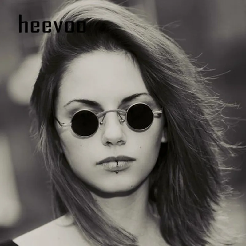 

Small Punk Sunglasses Women Retro Trending Wide Bridge Brand Designer Round Sun Glasses Steampunk Vintage Goggles Black Shades