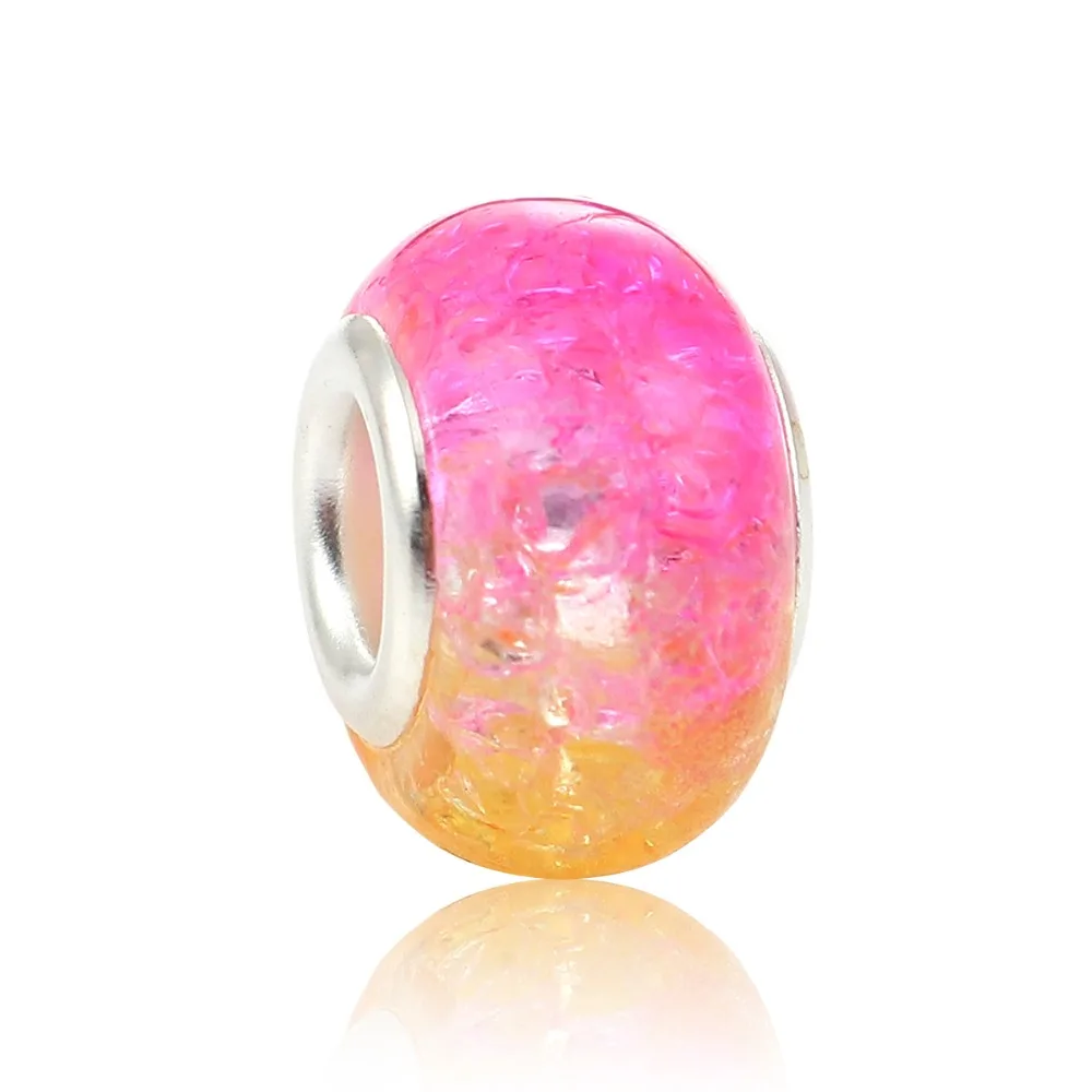 

DoreenBeads сплав на основе цинка и смола Европейский стиль большое отверстие очаровательные Бусины круглые серебряные цвета трещина около 14 мм ...