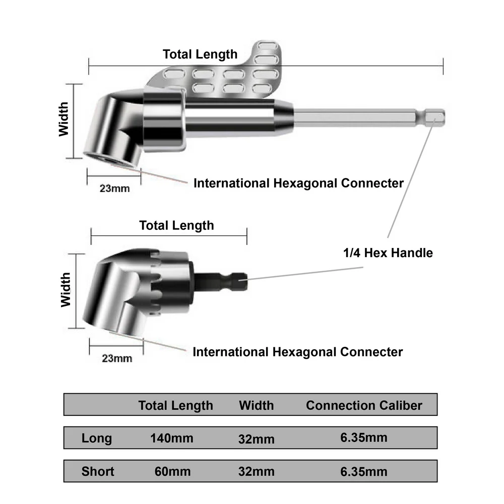 60/140 мм Набор отверток под прямым углом 105 градусов держатель отвертки длинный