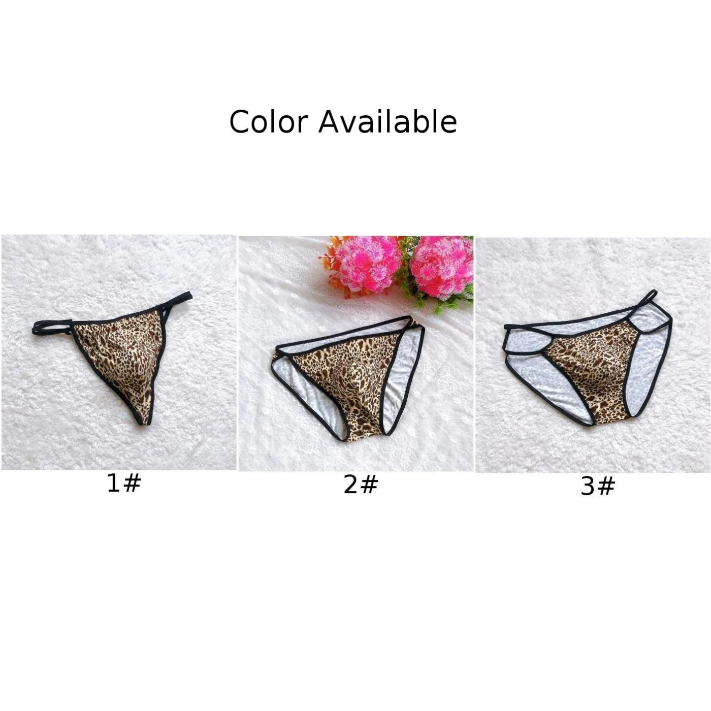 Мужские сексуальные трусики-стринги с леопардовым принтом низкой талией