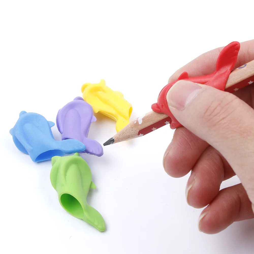 

5PCS/Pack Silicone Dolphin Fish Style Children Students Pencil Holder Pen writing Posture Correction Gift