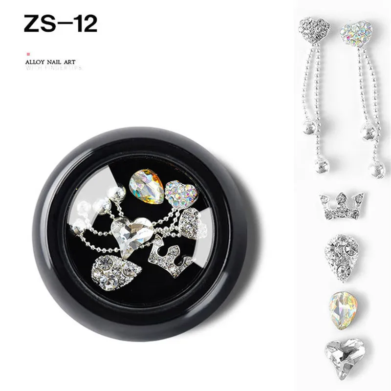 ZS-12 Новинка, 1 коробка, в форме капли воды/банта, цветные стразы для дизайна ногтей, сплав, стеклянные камни, сделай сам, для маникюра, драгоценные камни, аксессуары для ногтей - Цвет: ZS-12