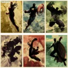 Ретро-постер в стиле Marvel Dark, наклейки на стену в стиле арт-деко, супергерой, Мстители, Железный человек, Человек-паук, Капитан Америка