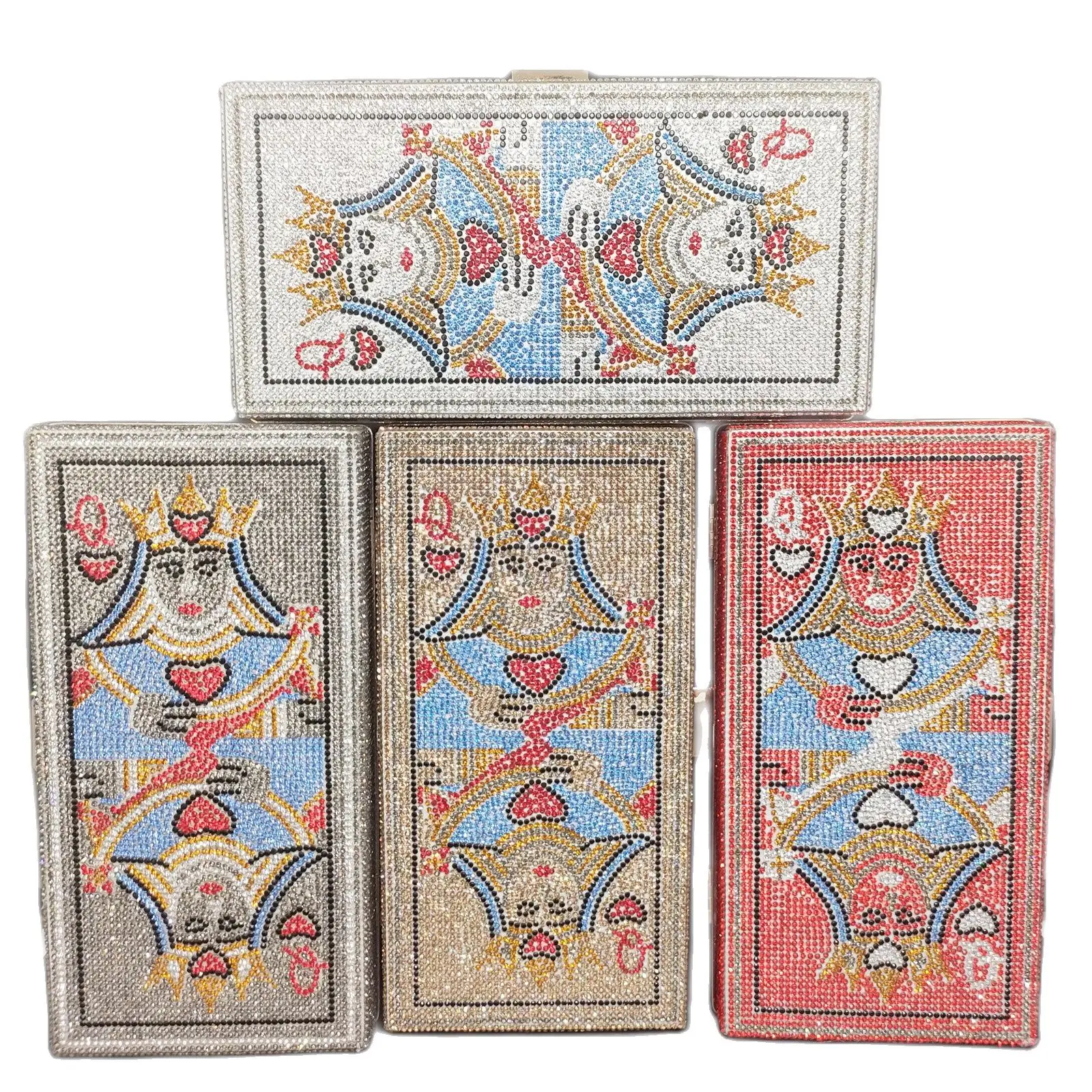 Chaliwini Новинка Покер Queen Для женщин Вечернее Crystsal сцепления вечерние коктейльные