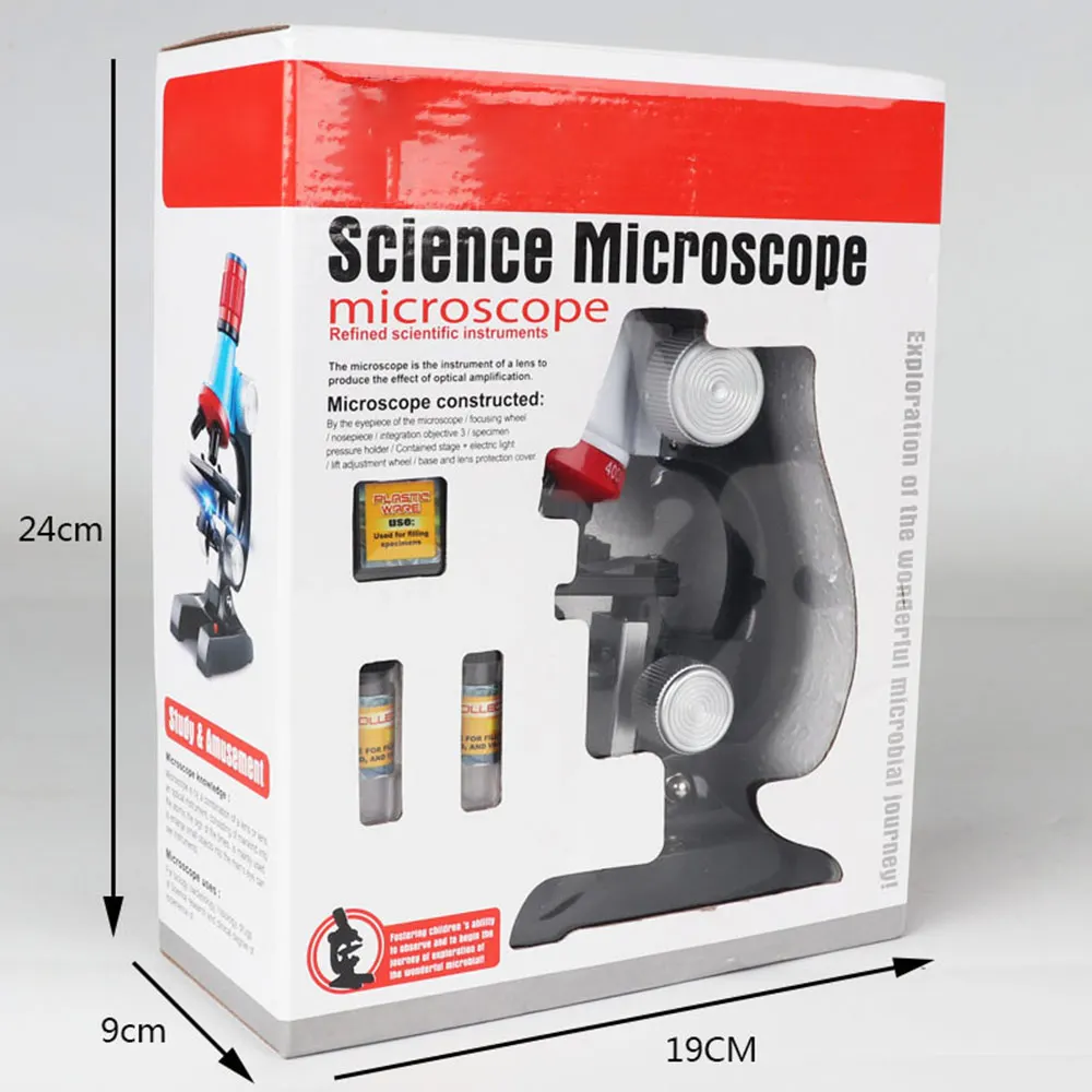 

Lab LED 1200X Home School Science Microscope Kit Refined Biological Microscope Kids Educational Scientific Experiments Toy Gift