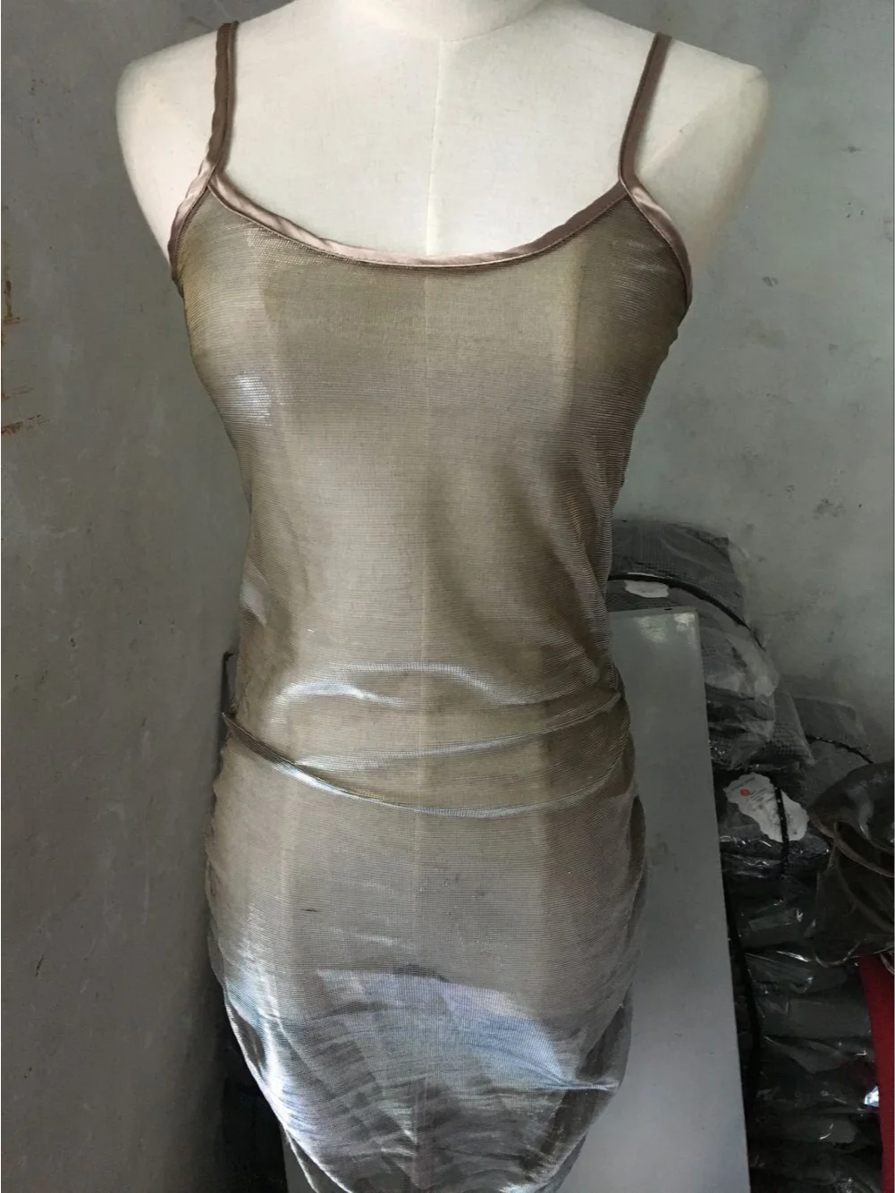 

See-through dress with gauze straps