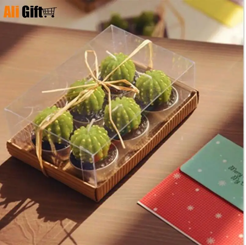 6 шт./компл. украшения для дома редкая мини свеча кактуса настольный чайный