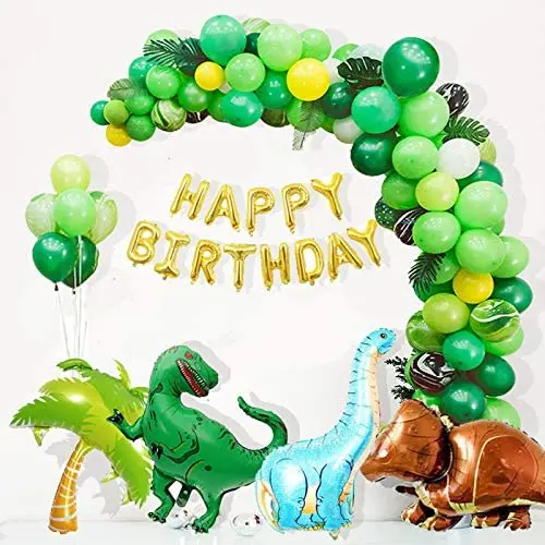 95pcsไดโนเสาร์ชุดอุปกรณ์สำหรับเด็กFavorวันเกิดDino PARTYตกแต่งGarland Archชุดบอลลูนไดโนเสาร์เค้กTopper