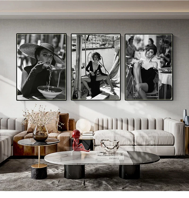 

Modern Black White Sexy Woman Poster Spanish Famous Actors Penelope Cruz Canvas Painting Wall Cuadros Art Picture Hoom Decor