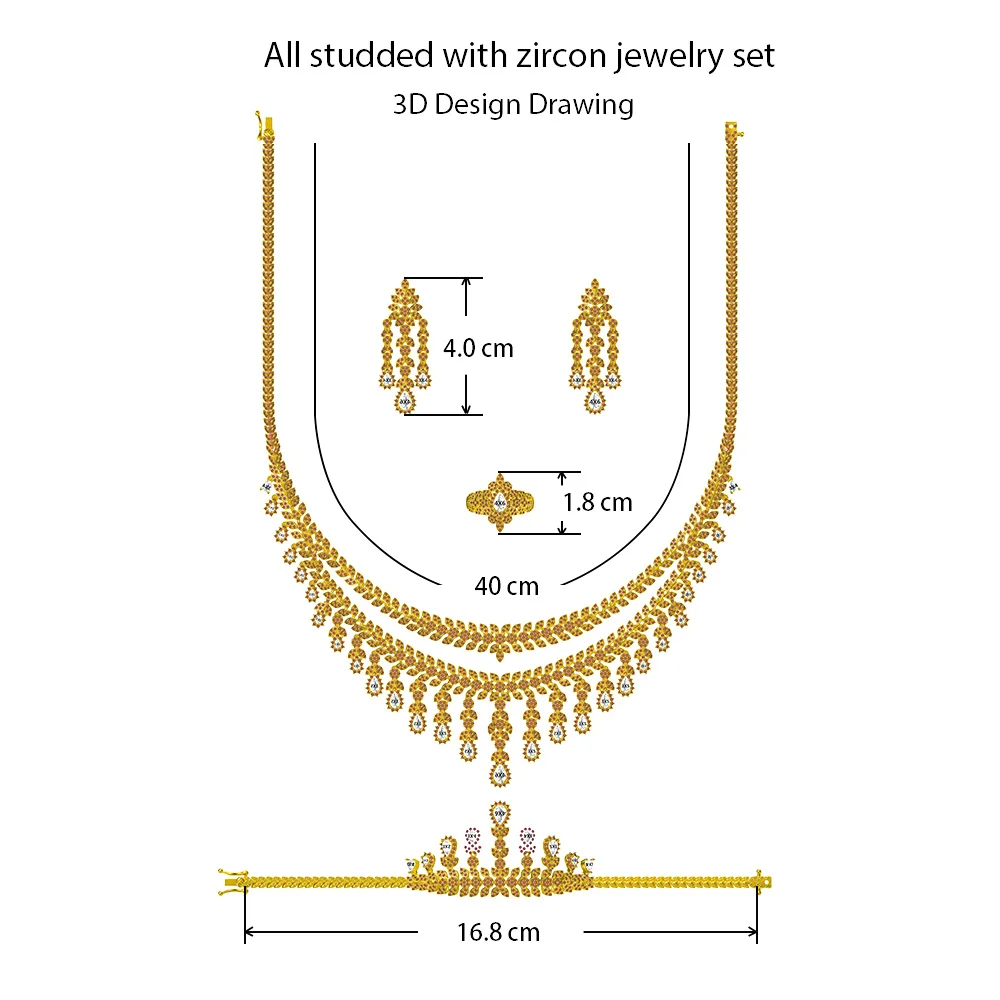 

SZE SANG SANG Nigeria 4pcs Bridal Zirconia Jewelry Sets Luxury Dubai Nigeria CZ Crystal Wedding Jewelry Sets for Women Party