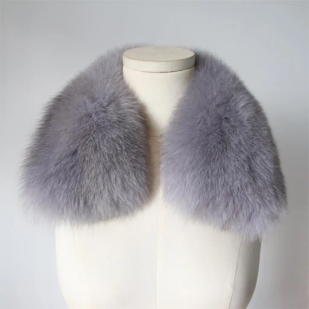 ZDFURS* Женская одежда Аксессуары для воротника модные меховые шарфы из натурального Лисьего меха воротник квадратный ZDC-163007 - Цвет: middle grey