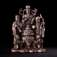 6chinese folk collection old bronze mosaic gem gilt silver fu lu shou samsung sitting buddha ornaments town house exorcism