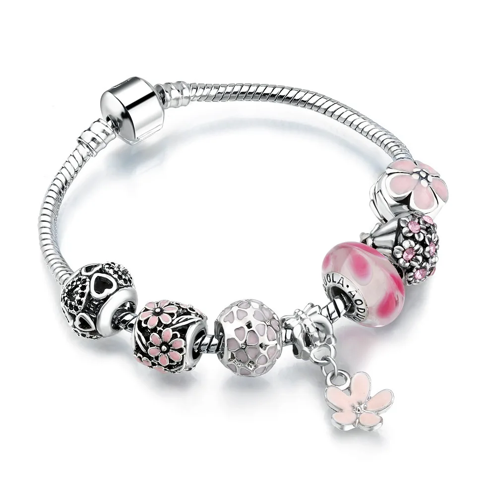

pandora-style Crystal glass beads DIY pink large hole glass beads European beads bracelet