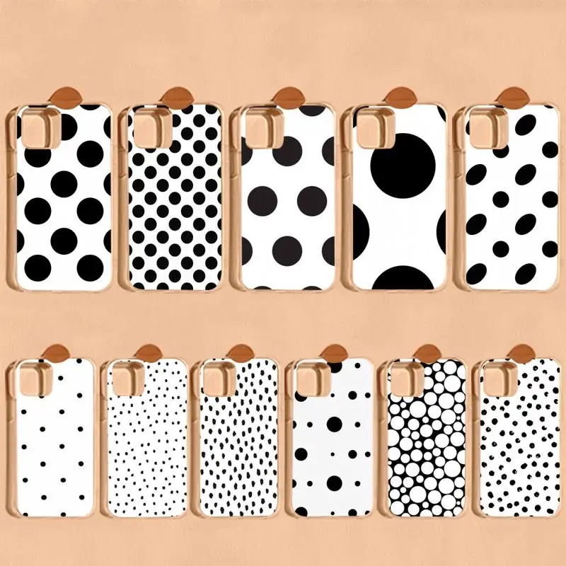 Black And White Polka Dot Phone Case for iPhone 11 12 13 mini pro XS MAX 8 7 6 6S Plus X 5S SE 2020 XR cover