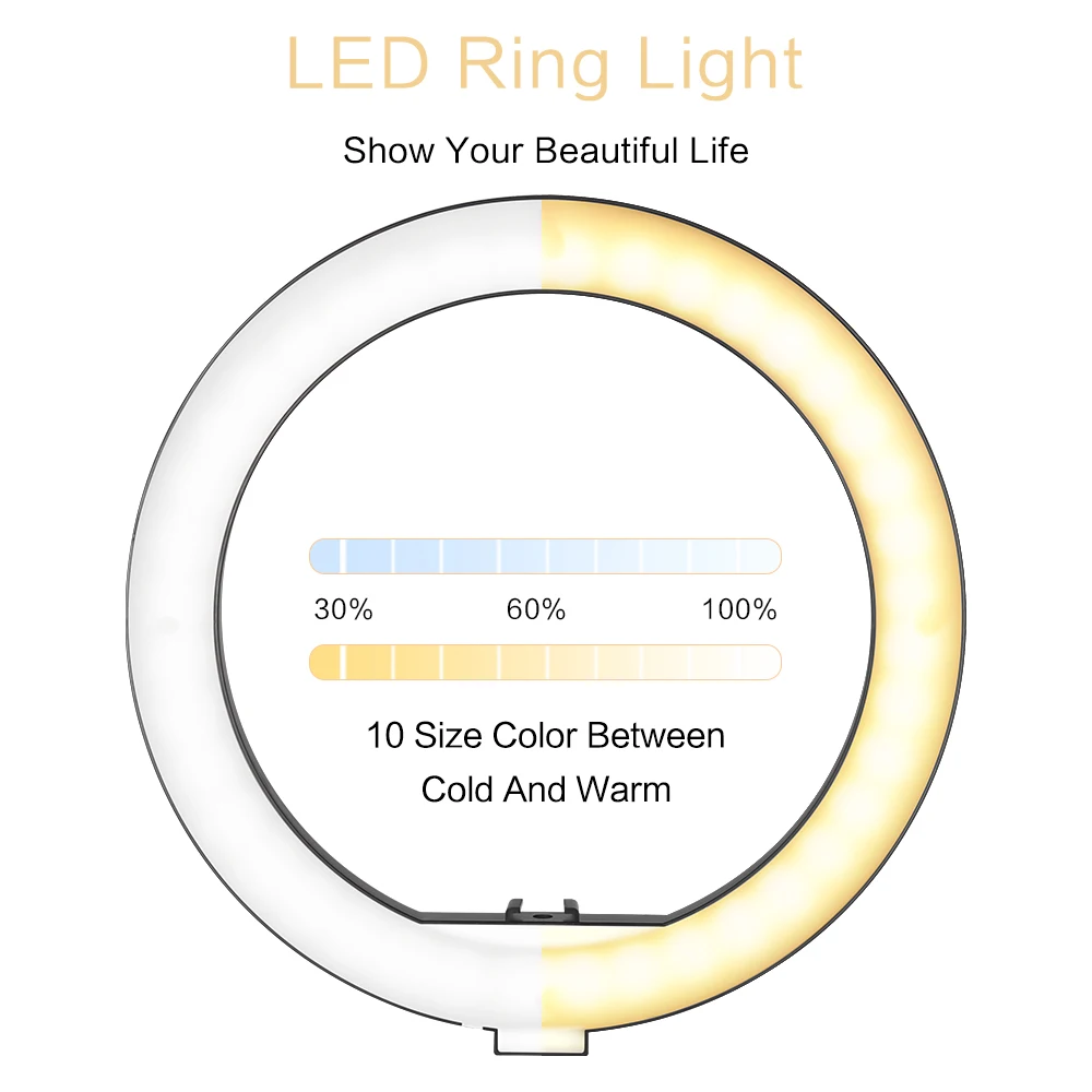 10inch LED Ring Light Photography Selfie Lighting with Tripod Stand for Smartphone Youtube Makeup Video Studio Lamp |