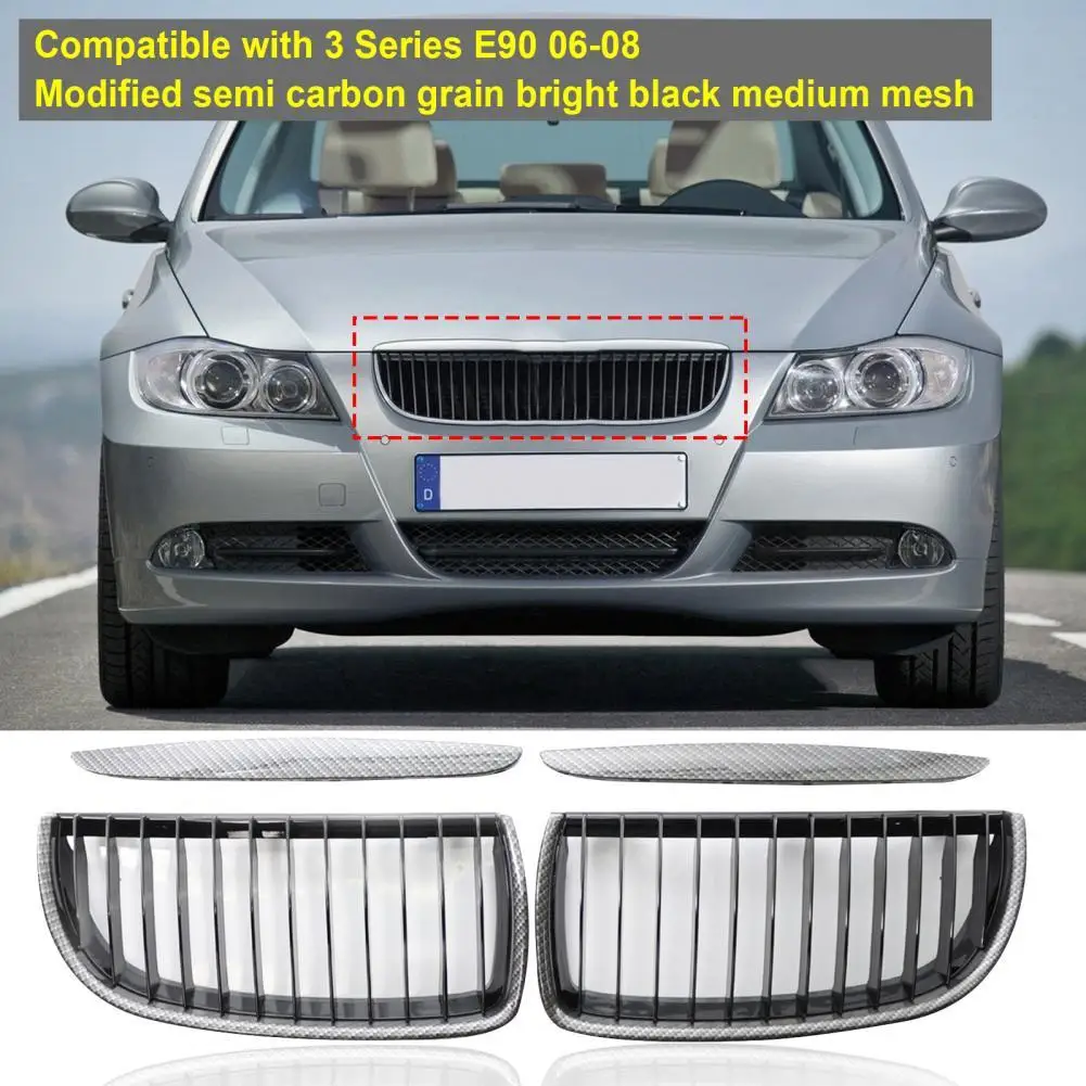 

Portable 2Pcs Reliable Carbon Grain Front Bumper Grille Wear Resistant