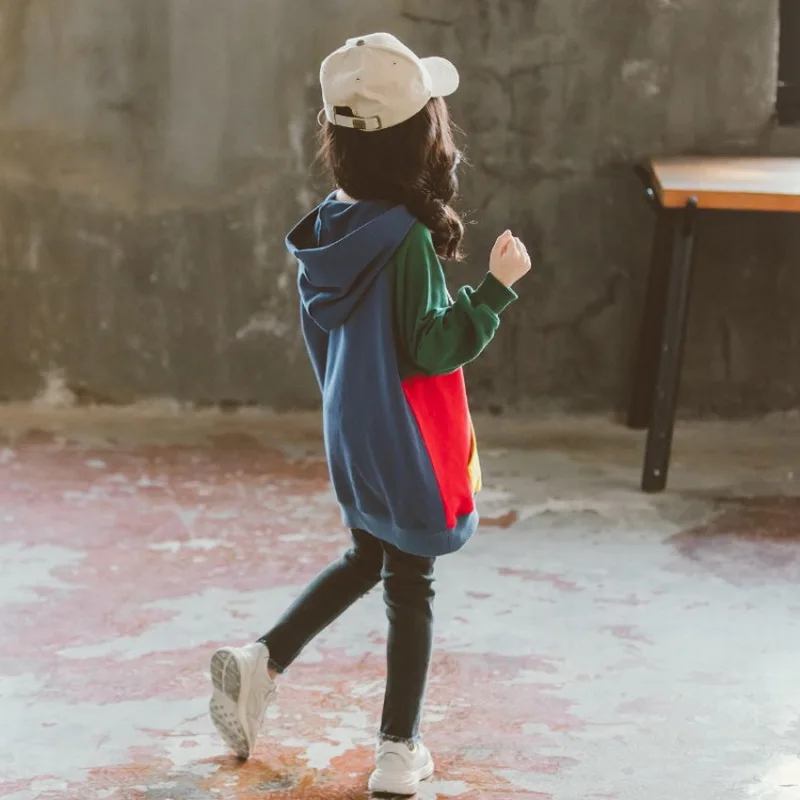 2019 осенний свитер для девочек хлопковый топ с капюшоном + джинсовые штаны